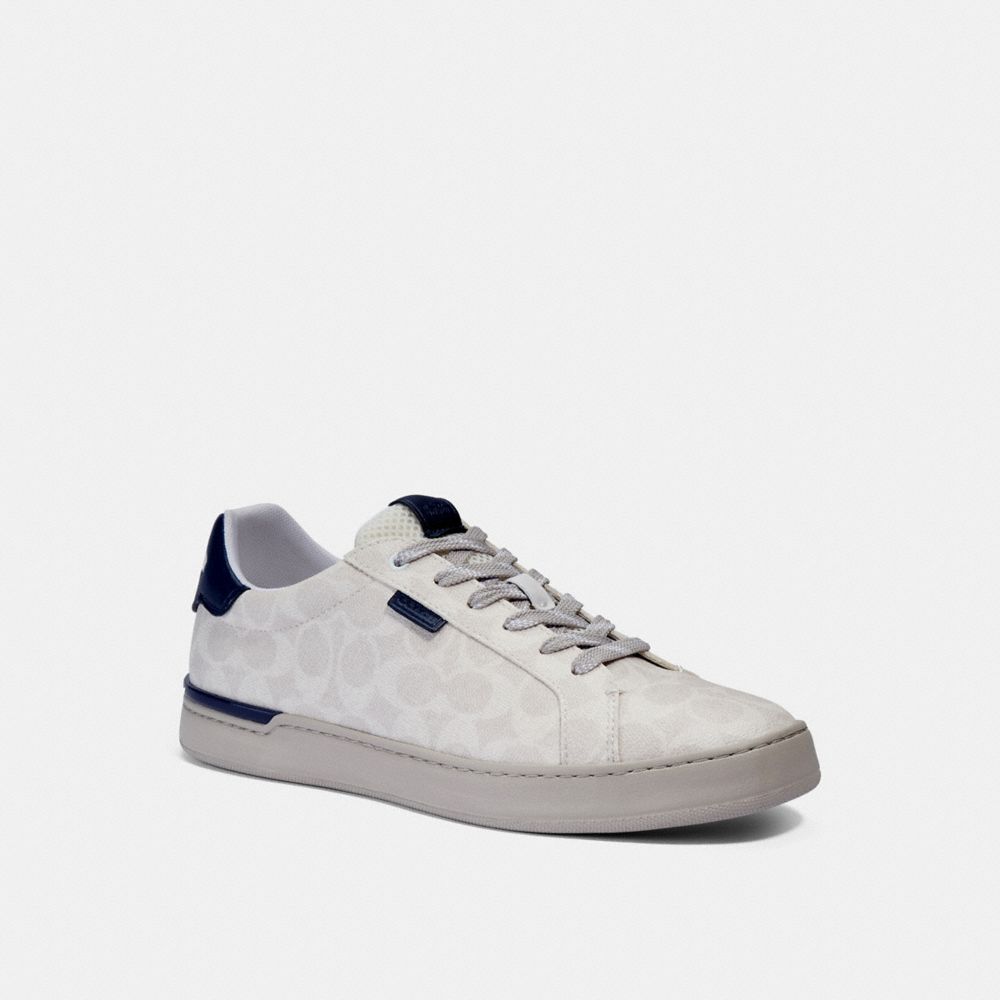 COACH®,LOWLINE LOW TOP SNEAKER,Signature Coated Canvas,Chalk Cobalt,Front View image number 0