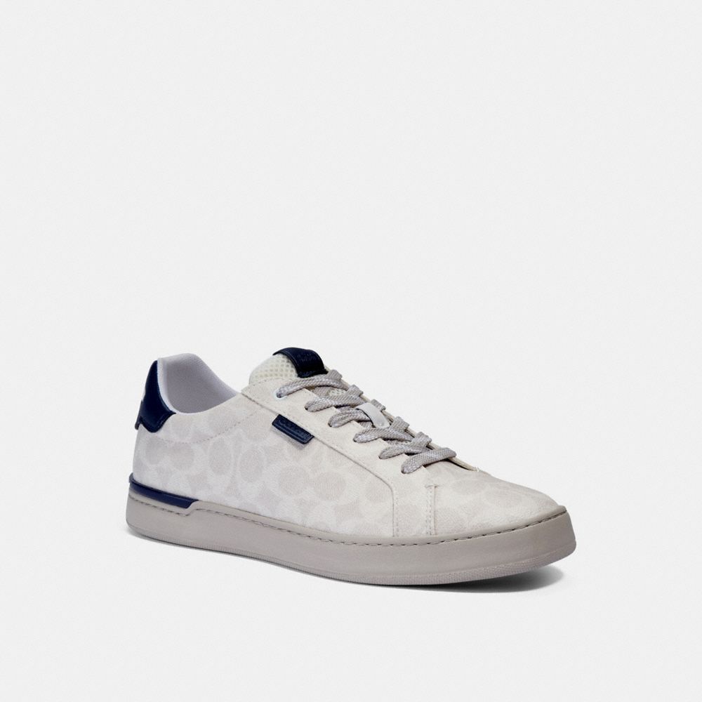 COACH®,LOWLINE LOW TOP SNEAKER,Signature Coated Canvas,Chalk Cobalt,Front View