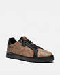 COACH®,LOWLINE LOW TOP SNEAKER,Signature Coated Canvas,Tan/Black,Front View
