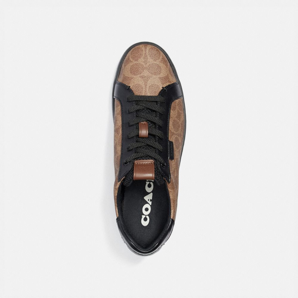 COACH®,LOWLINE LOW TOP SNEAKER,Signature Coated Canvas,Tan/Black,Inside View,Top View