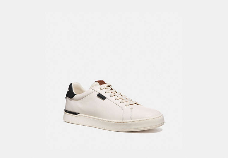 COACH®,LOWLINE LOW TOP SNEAKER,Leather,Chalk/Black,Front View