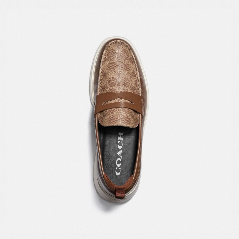 COACH®,CITYSOLE LOAFER,Signature Coated Canvas,KHAKI/SADDLE,Inside View,Top View
