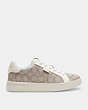 COACH®,LOWLINE LOW TOP SNEAKER,Signature Jacquard,Stone/Chalk,Angle View