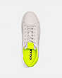 COACH®,LOWLINE LOW TOP SNEAKER,Leather,Chalk/Neon Yellow,Inside View,Top View