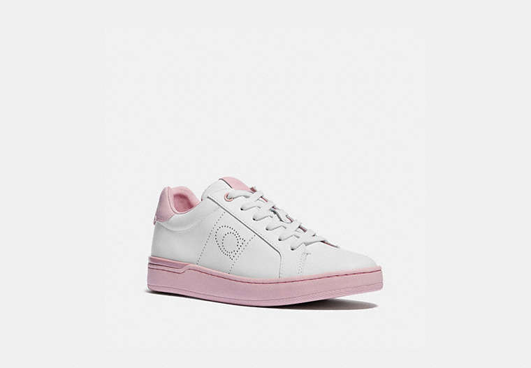 COACH®,LOWLINE LOW TOP SNEAKER,Leather,White/Aurora,Front View