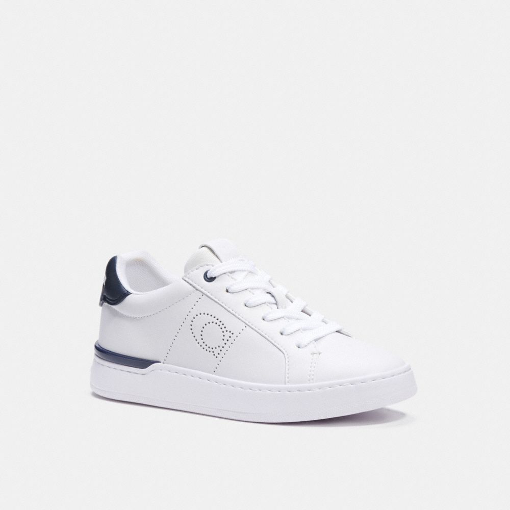 COACH®,LOWLINE LOW TOP SNEAKER,Optic White/ Midnight Navy,Front View image number 0