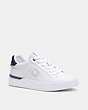 COACH®,LOWLINE LOW TOP SNEAKER,Leather,Optic White/ Midnight Navy,Front View