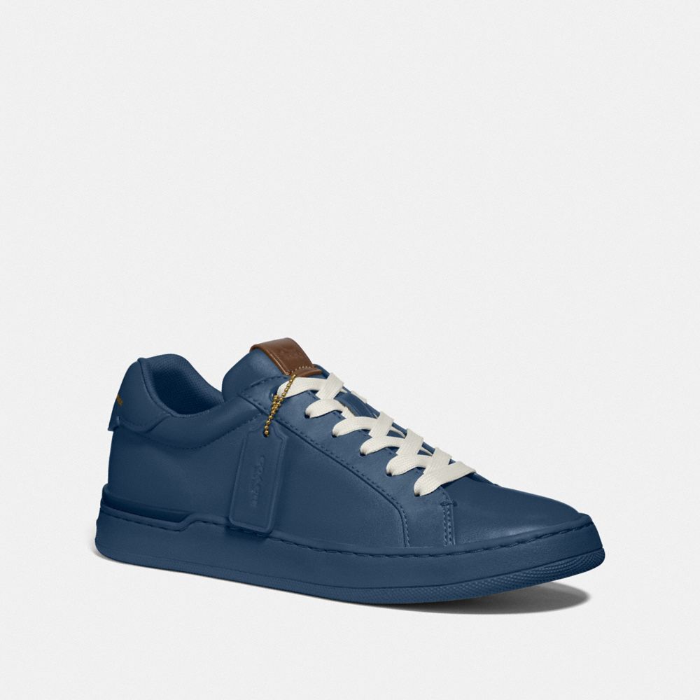 COACH®,LOWLINE LUXE LOW TOP SNEAKER,Leather,ALMOST NAVY,Front View