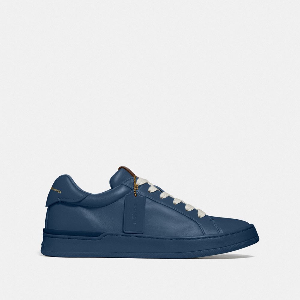COACH®,LOWLINE LUXE LOW TOP SNEAKER,Leather,ALMOST NAVY,Angle View