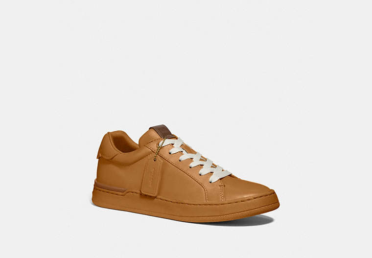 COACH®,LOWLINE LUXE LOW TOP SNEAKER,Leather,Light Toffee,Front View