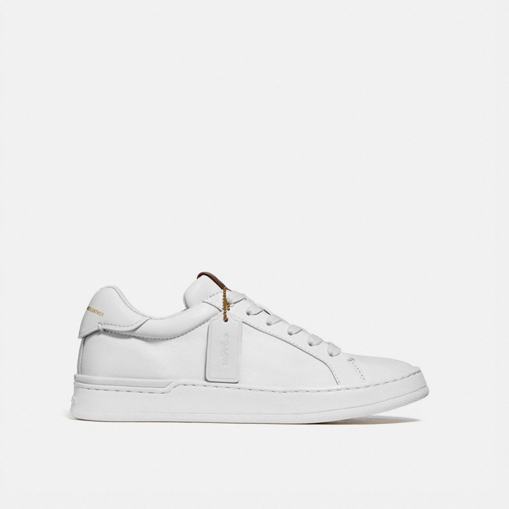 COACH®,LOWLINE LUXE LOW TOP SNEAKER,Leather,White,Angle View
