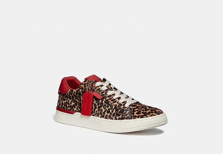 COACH®,LOWLINE LUXE LOW TOP SNEAKER,Haircalf,Natural/Jasper,Front View image number 0