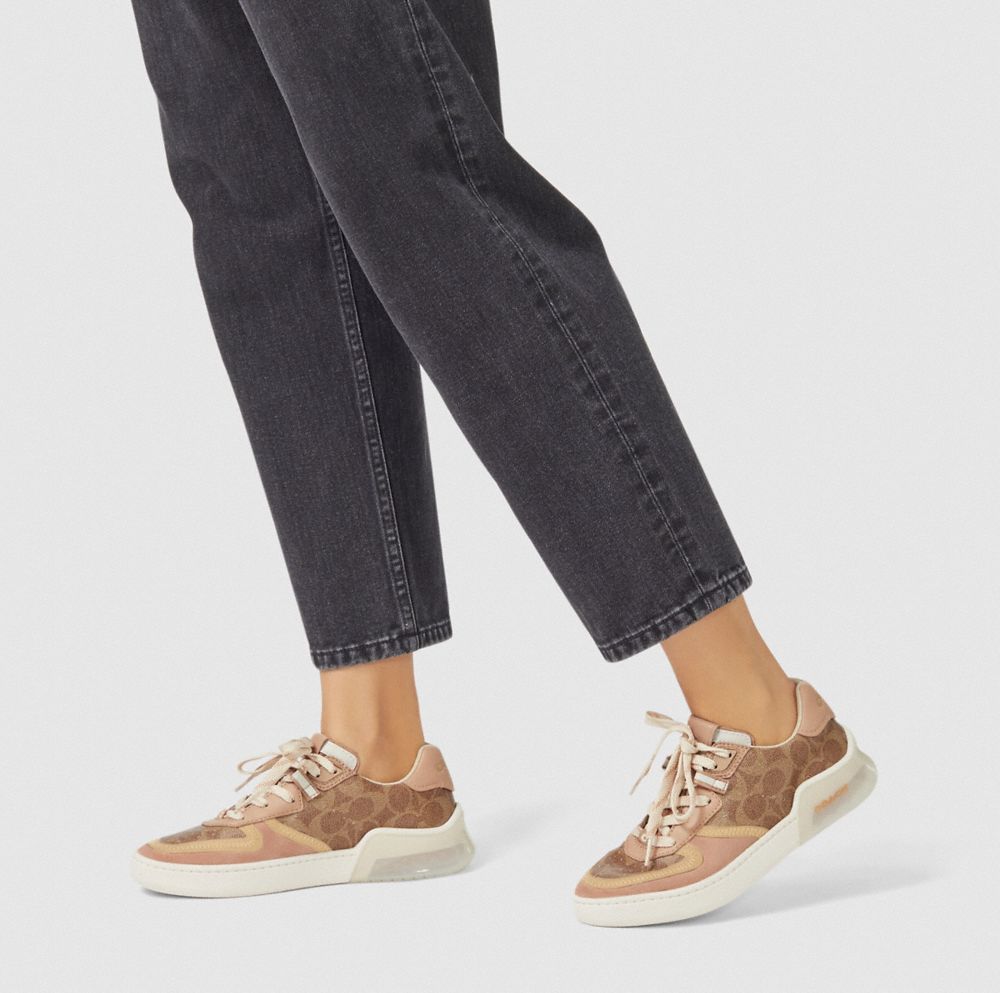 COACH®,CHAUSSURE DE SPORT POUR LE COURT CITYSOLE,PVC,Bronzé/Hêtre,Detail View