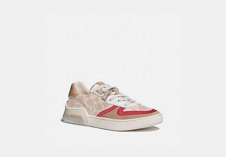COACH®,CITYSOLE COURT SNEAKER,pvc,Sand/Beechwood,Front View image number 0