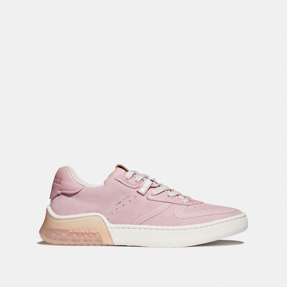 COACH®,CITYSOLE COURT SNEAKER,Suede,Aurora sparkling silver,Angle View