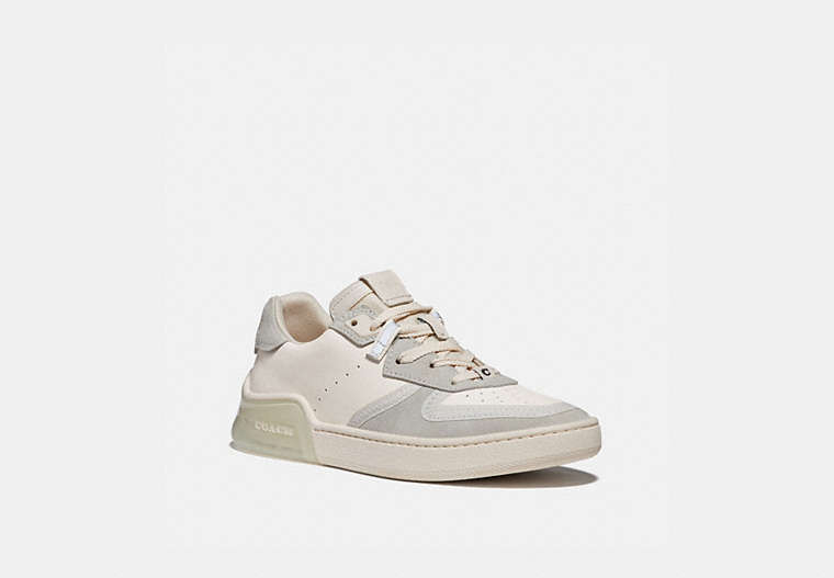 COACH®,CITYSOLE COURT SNEAKER,Suede/Leather,Chalk,Front View image number 0
