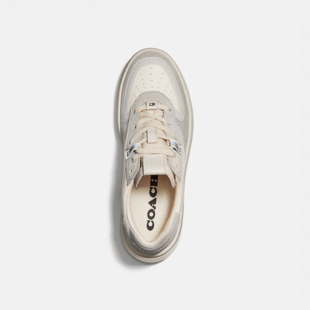 COACH®,CITYSOLE COURT SNEAKER,Suede/Leather,Chalk,Inside View,Top View