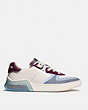 COACH®,CITYSOLE COURT SNEAKER,Suede/Leather,Chalk/Boysenberry,Angle View