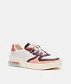 COACH®,CITYSOLE COURT SNEAKER,Suede/Leather,Optic White/ Candy Pink,Front View