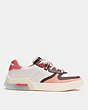COACH®,CITYSOLE COURT SNEAKER,Suede/Leather,Optic White/ Candy Pink,Angle View