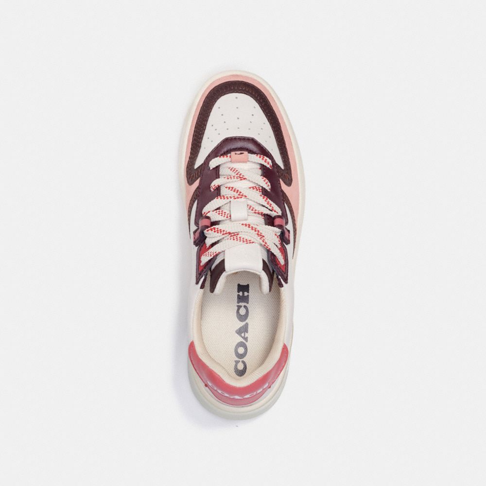 COACH®,CITYSOLE COURT SNEAKER,Suede/Leather,Optic White/ Candy Pink,Inside View,Top View