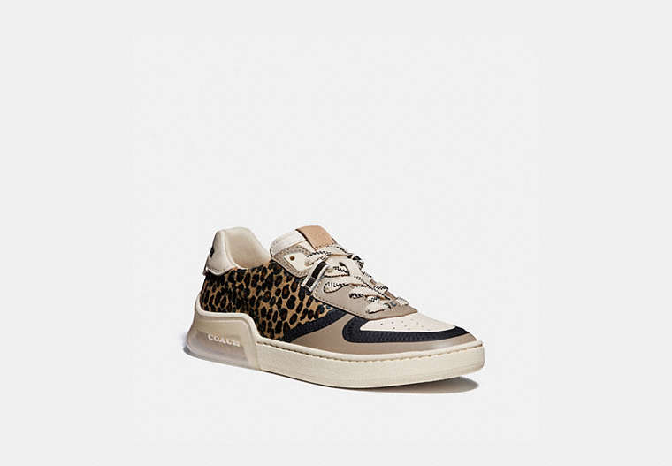 COACH®,CITYSOLE COURT SNEAKER,Leather/Haircalf/Suede,Natural/Beechwood,Front View