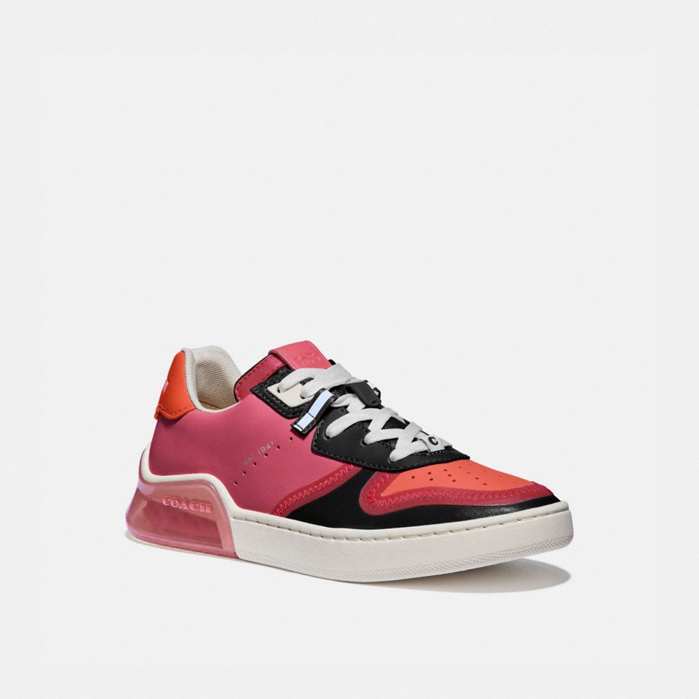 COACH®,CITYSOLE COURT SNEAKER,Leather,Orchid/Geranium,Front View