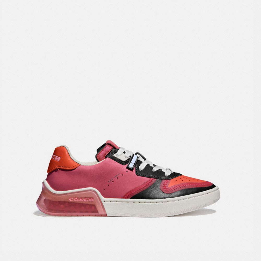 COACH®,CITYSOLE COURT SNEAKER,Leather,Orchid/Geranium,Angle View