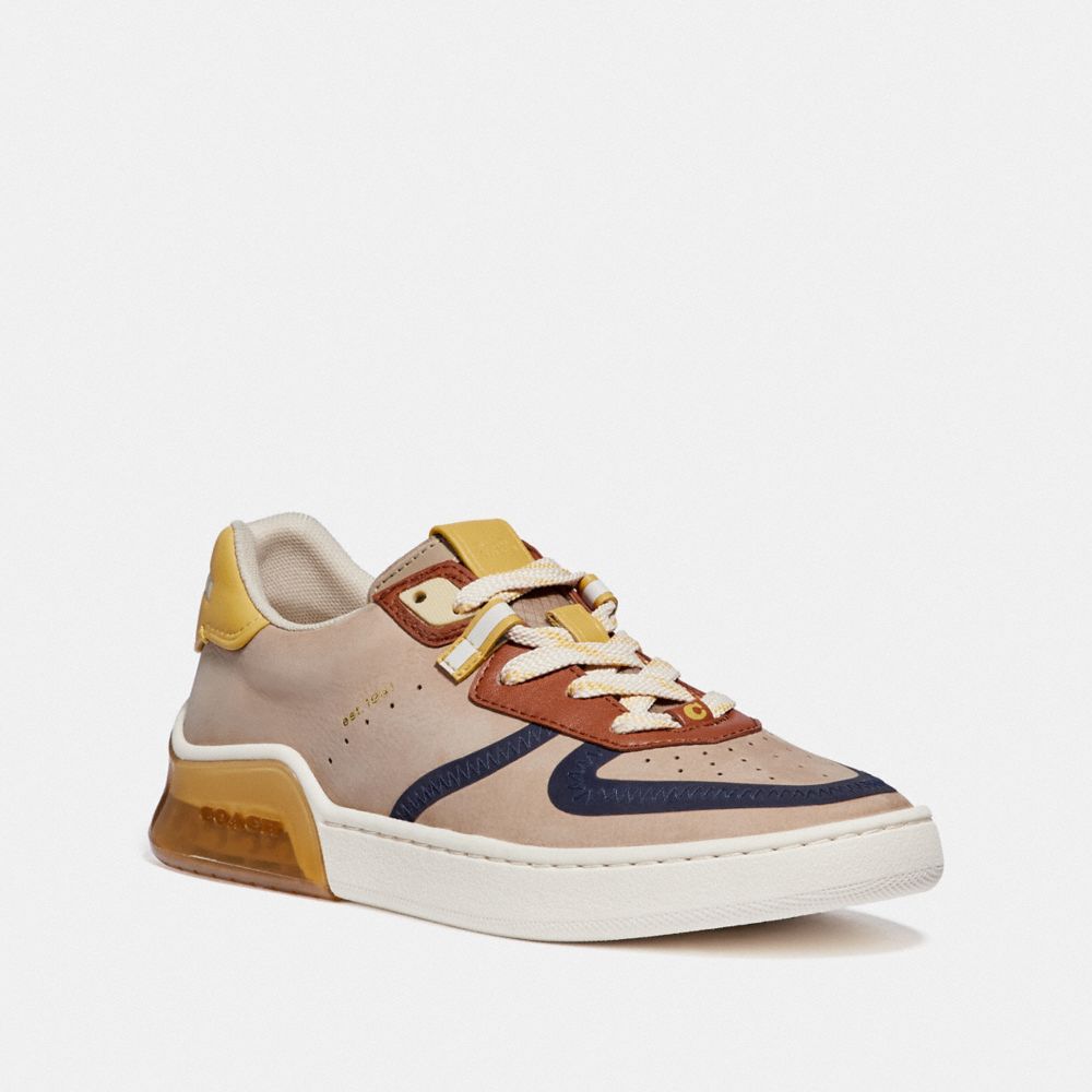 COACH®,CITYSOLE COURT SNEAKER,Leather,Taupe/Sunlight,Front View