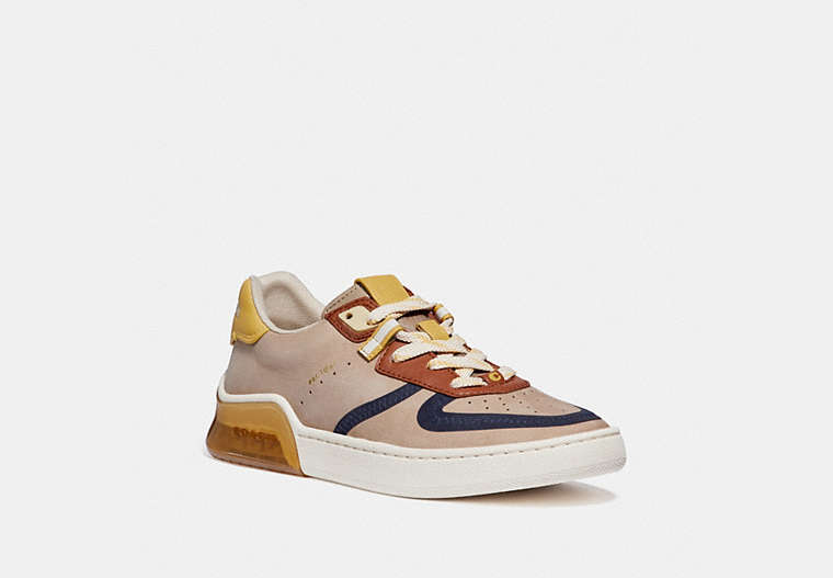 COACH®,CITYSOLE COURT SNEAKER,Leather,Taupe/Sunlight,Front View image number 0