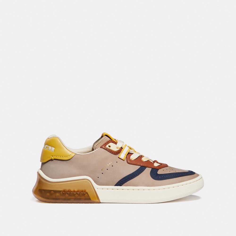 COACH®,CITYSOLE COURT SNEAKER,Leather,Taupe/Sunlight,Angle View