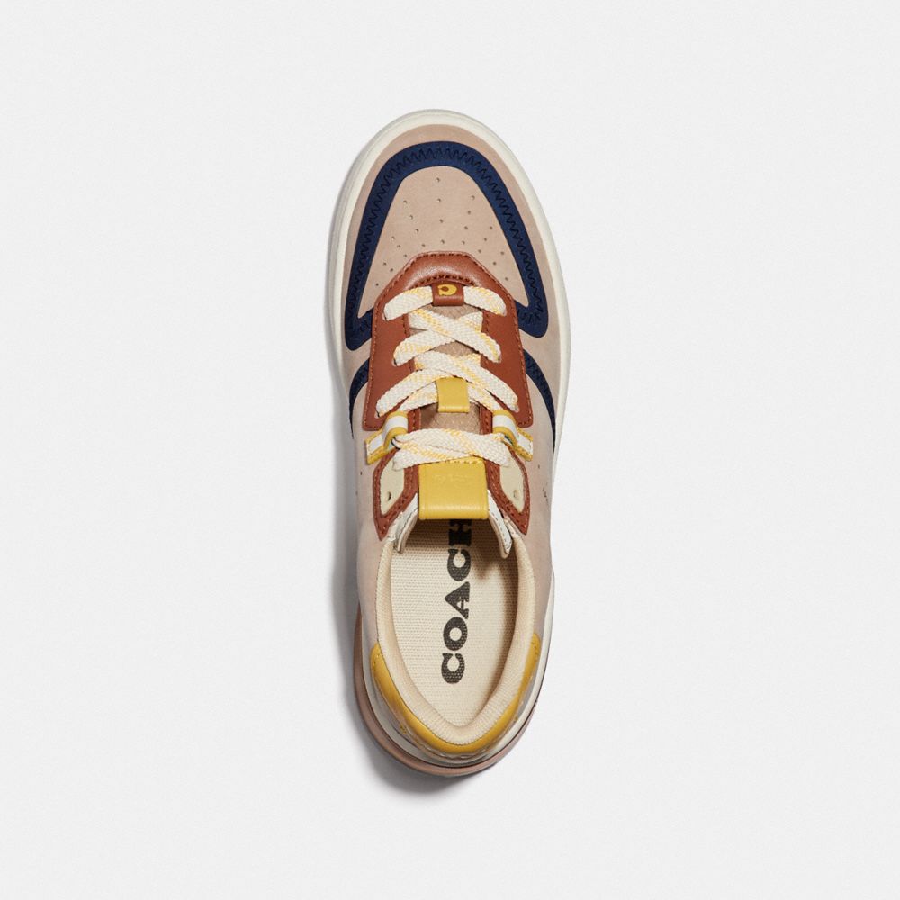 COACH®,CITYSOLE COURT SNEAKER,Leather,Taupe/Sunlight,Inside View,Top View