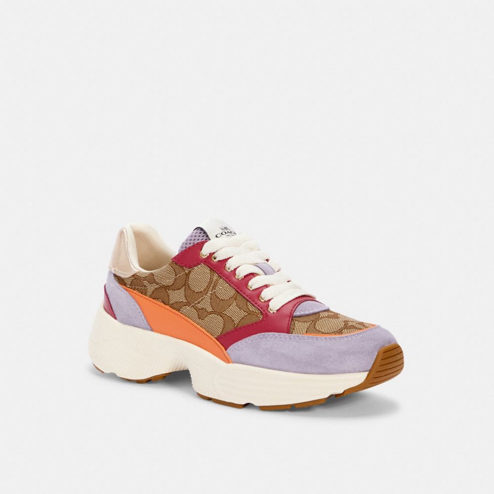 COACH®,CHAUSSURES DE COURSE TECH C152,KAKI/POLYCHROME,Front View