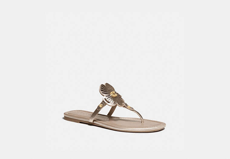 COACH®,JULIA SANDAL,metallicleather,CHAMPAGNE,Front View