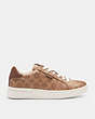 COACH®,LOWLINE LUXE LOW TOP SNEAKER,Signature Coated Canvas/Leather,Tan,Angle View
