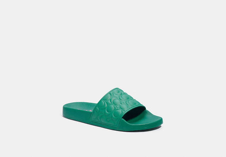 COACH®,ULI SPORT SLIDE,Synthetic,Green,Front View