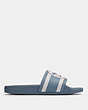 COACH®,ULI SPORT SLIDE WITH HORSE AND CARRIAGE PRINT,Synthetic,CORNFLOWER/CHALK,Angle View