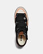 COACH®,HIGH TOP BUTTON UP SNEAKER,canvas,Black,Inside View,Top View
