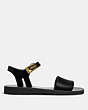 COACH®,ANKLE STRAP SANDAL,Leather,Black,Angle View