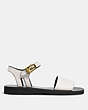 COACH®,ANKLE STRAP SANDAL,Leather,Chalk,Angle View