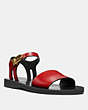 COACH®,ANKLE STRAP SANDAL,Leather,Red.,Front View