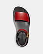 COACH®,ANKLE STRAP SANDAL,Leather,Red.,Inside View,Top View