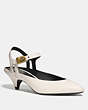COACH®,ANKLE STRAP HEEL,Leather,Chalk,Front View