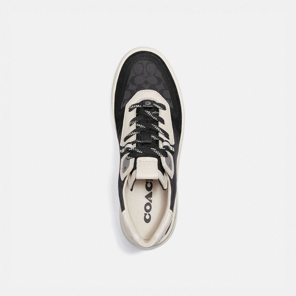 COACH®,CITYSOLE COURT SNEAKER,Jacquard/Suede,Black Chalk,Inside View,Top View