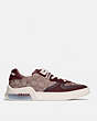 COACH®,CITYSOLE COURT SNEAKER,Jacquard/Suede,Burgundy,Angle View
