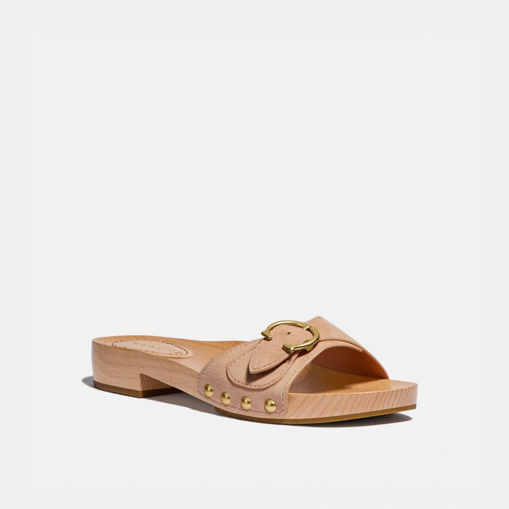 COACH®,BLEEKER SANDAL,Suede,Beechwood,Front View