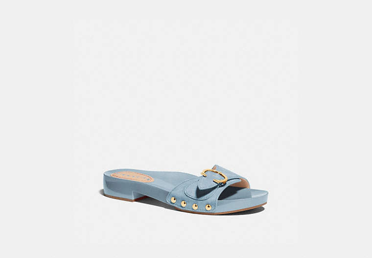 COACH®,BLEEKER SANDAL,Suede,Waterfall,Front View