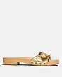 COACH®,BLEEKER SANDAL,metallicleather,Gold,Angle View