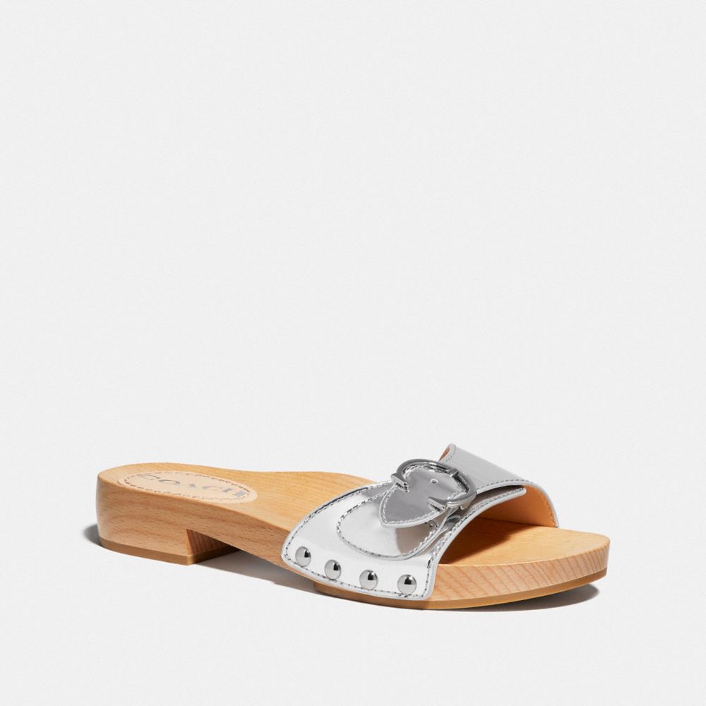 COACH®,BLEEKER SANDAL,metallicleather,Silver,Front View image number 0