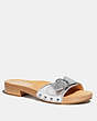 COACH®,BLEEKER SANDAL,metallicleather,Silver,Front View
